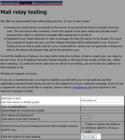 Mail relay testing